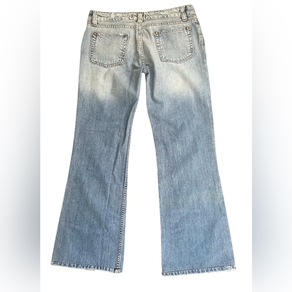 Archive Dolce Gabbana Poem Distressed Blue Denim Jeans 30 Rhinestone Y2K Flare - Picture 8 of 10